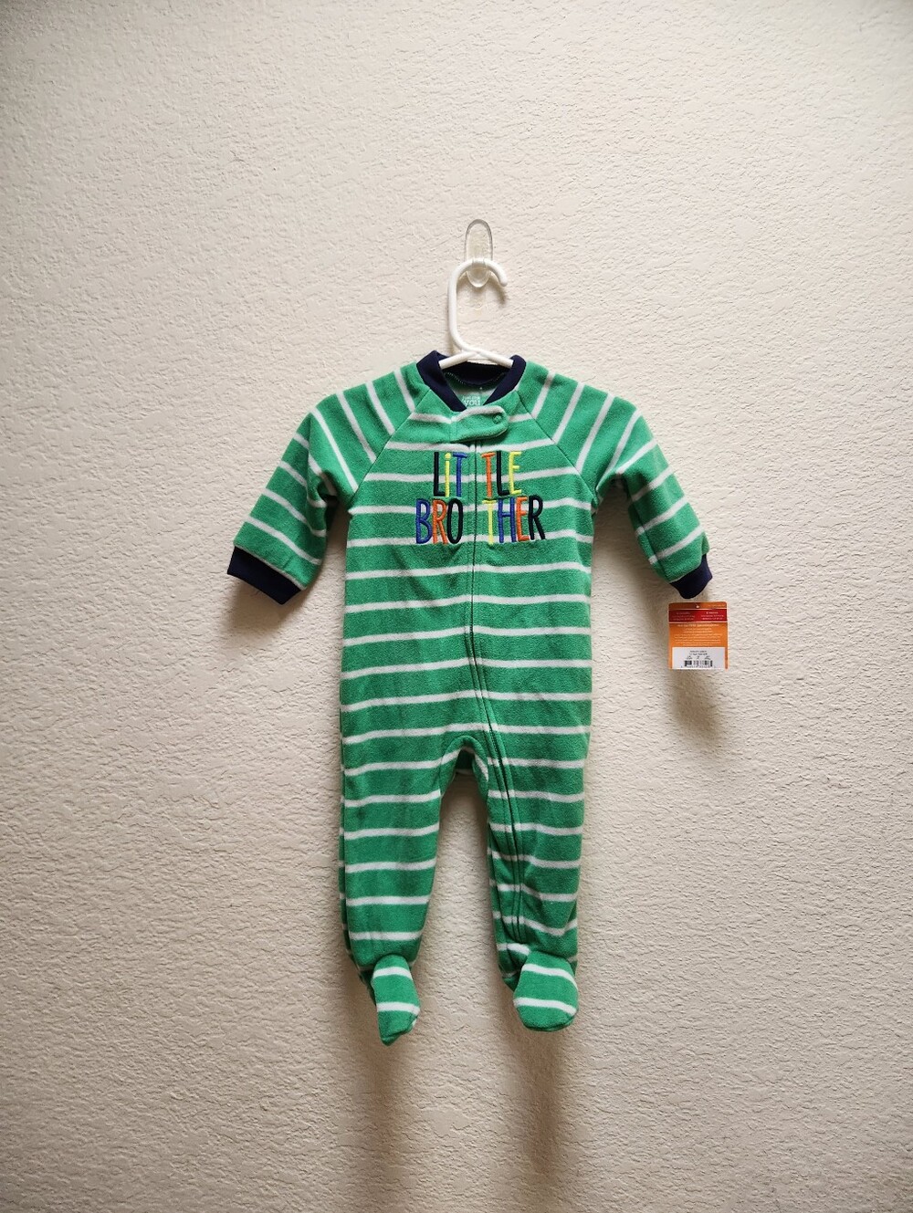 Just One You by Carter's Striped Fleece Footed Play Suit Little Brother 6 Months